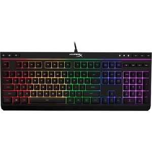image:imageHyperX Eve 1800  Gaming Keyboard 1800 Form Factor10 Zone Customizable RGB Lighting Builtin Media Buttons Membrane Switches  BlackFull Size